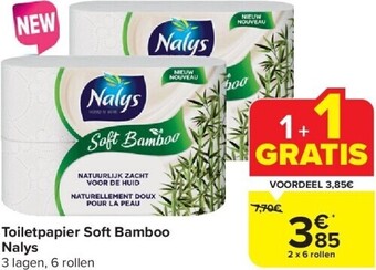 Carrefour Toiletpapier soft bamboo nalys aanbieding