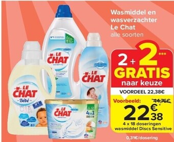 Carrefour Wasmiddel en wasverzachter le chat aanbieding