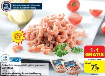 Carrefour Gekookte en gepelde grijze garnalen carrefour aanbieding