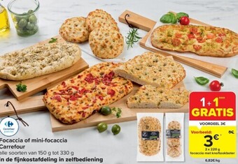 Carrefour Focaccia of mini-focaccia aanbieding
