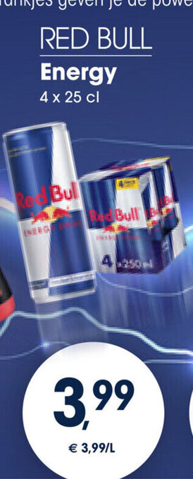 Prik en Tik RED BULL Energy 4 x 25 cl aanbieding