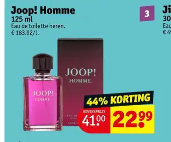 Kruidvat Joop! Homme 125 ml Eau de toilette heren. € 183.92/l. aanbieding