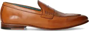 Bol.com Manfield - heren - cognac leren loafers - maat 43 aanbieding