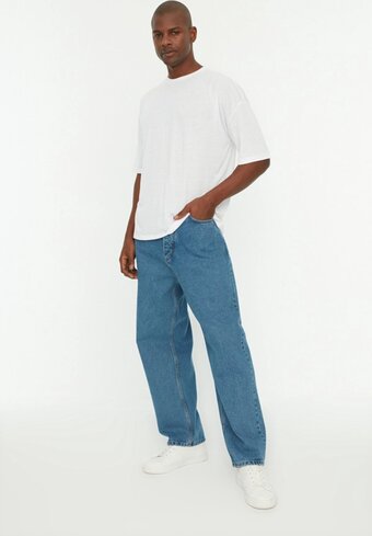 Bol.com Trendyol mannen hoge taille loszittend jeans aanbieding