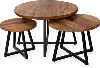 Bol.com Zita home jurdy salontafel large set van 3 - met u poten - 65cm diameter aanbieding