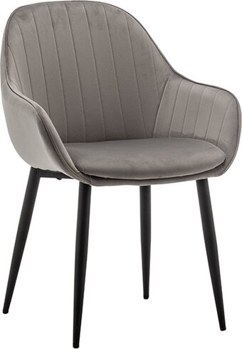Bol.com In.homexl – bailey - grijs - eetkamerstoel met armleuning - fluweel stoel - eetstoelen - velvet eetkamerstoel - metaalpoot - aanbieding