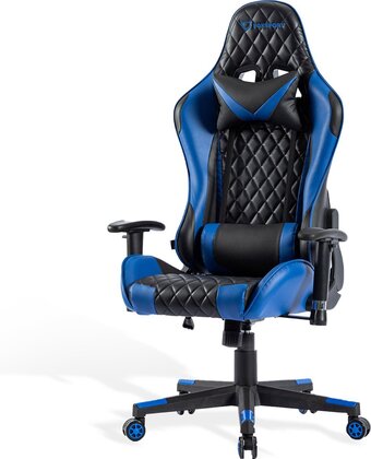 Bol.com K ikido - gamestoel - bureaustoel - gaming chair - nek - en rugkussen - verstelbare zithoogte - kantoor/thuis /gaming - zwart aanbieding