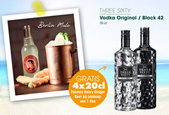 Prik en Tik THREE SIXTY Vodka Original / Black 42 70 cl aanbieding