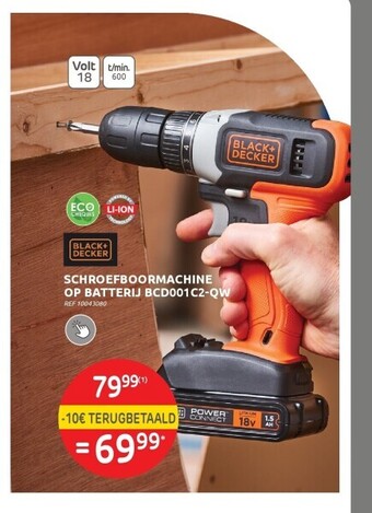 Brico Schroefboormachine op batterij bcd001c2-qw aanbieding