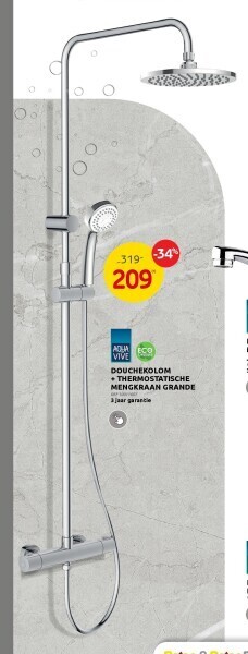 Brico Douchekolom + thermostatische mengkraan grande aanbieding