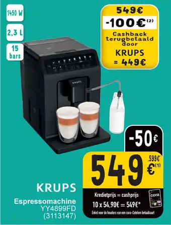 Cora KRUPS Espressomachine YY4899FD 1450W aanbieding