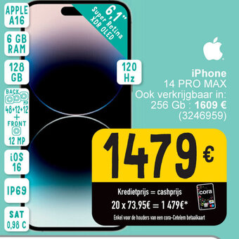 Cora iPhone 14 PRO MAX 128GB aanbieding