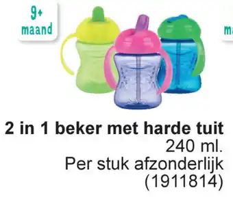 Cora Nuby 2 in 1 beker met harde tuit 240 ml aanbieding