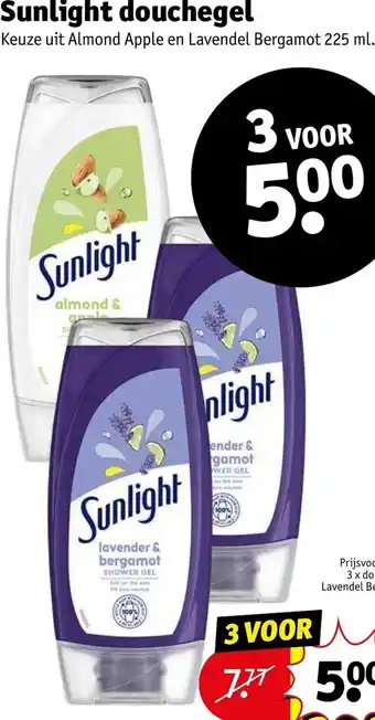 Kruidvat Sunlight douchegel Keuze uit Almond Apple en Lavendel Bergamot 225 ml. aanbieding