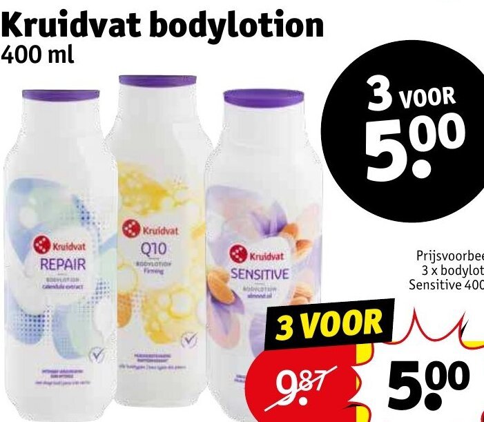 Kruidvat bodylotion 400mL promotie bij Kruidvat
