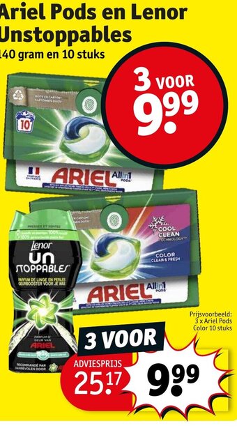 Kruidvat Ariel Pods en Lenor Unstoppables aanbieding