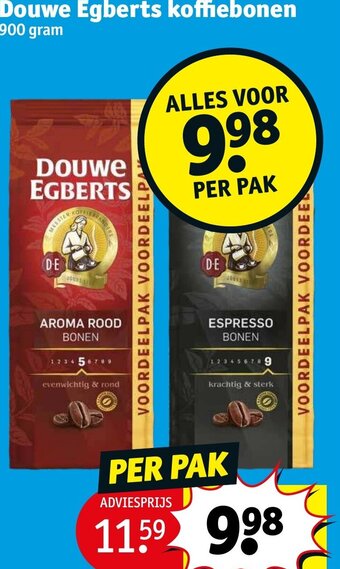 Kruidvat Douwe Egberts koffiebonen 900 gram aanbieding