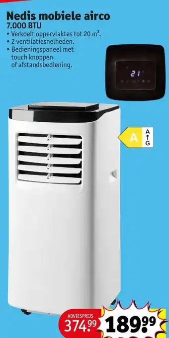 Kruidvat Nedis mobiele airco 7.000 BTU aanbieding