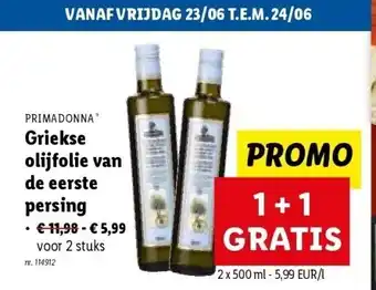 Lidl Griekse olijfolie van de eerste persing aanbieding