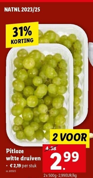 Lidl Pitloze witte druiven aanbieding