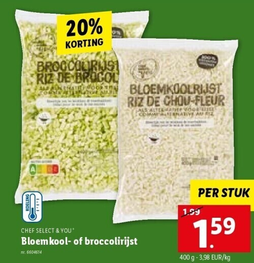 Bloemkool of broccolirijst promotie bij Lidl