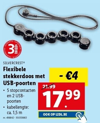 Lidl Flexibele stekkerdoos met usb-poorten aanbieding