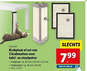 Krabplaat of set van 2 krabmatten voor tafel- en stoelpoten