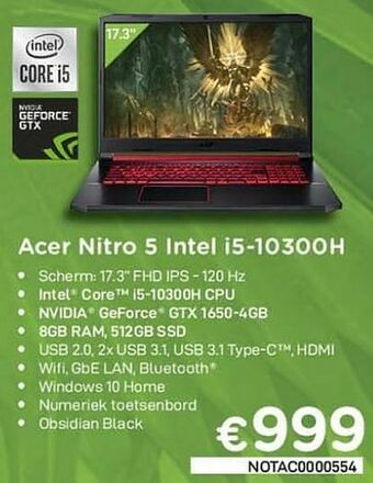 CompuDeals Acer nitro 5 intel i5-10300h aanbieding