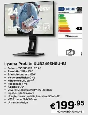 CompuDeals Iiyama prolite xub2493hsu-b1 aanbieding
