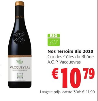 Colruyt Nos Terroirs Bio 2020 Cru des Côtes du Rhône A.O.P. Vacqueyras aanbieding