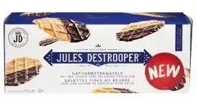 Colruyt Jules Destrooper Natuurboterwafels met pure Belgische chocolade 175 g aanbieding