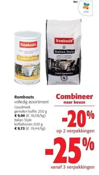 Colruyt Rombouts gemalen koffie 250 g aanbieding