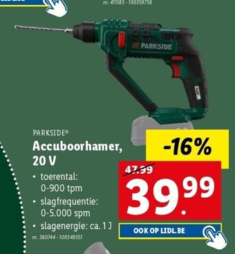 Lidl Accuboorhamer, 20 v aanbieding