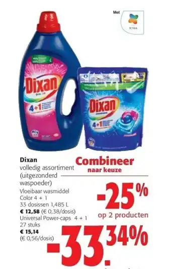 Colruyt Dixan vloeibaar wasmiddel color 4 + 1 33 dosissen 1,485 l aanbieding