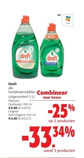 Colruyt Dreft original extra hygiene 430 ml aanbieding