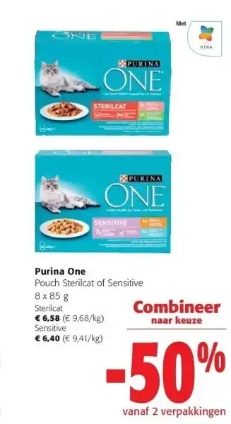 Colruyt Purina one pouch sterilcat of sensitive 8 x 85 g aanbieding