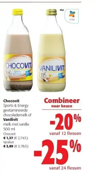 Chocovit sports & energy gevitamineerde chocolademelk of vanilivit