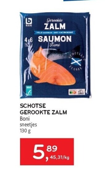 Alvo Schotse gerookte zalm boni sneetjes 130 g aanbieding