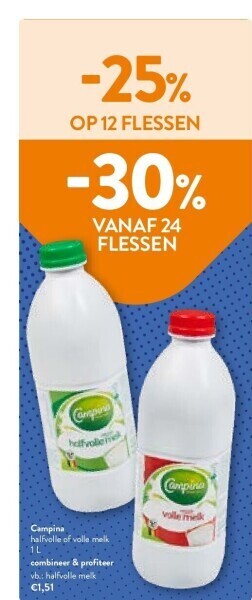 OKay Campina halfvolle of volle melk 1 l aanbieding