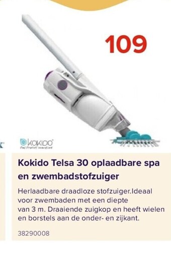 Euroshop Kokido telsa 30 oplaadbare spa en zwembadstofzuiger aanbieding