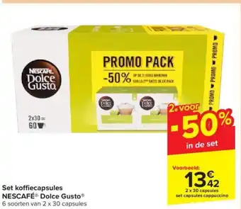 Carrefour Market Set koffiecapsules NESCAFÉ® Dolce Gusto® 2 x 30 capsules set capsules cappuccino aanbieding