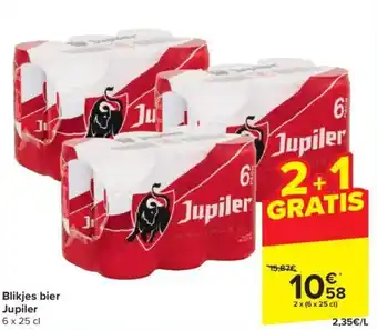 Carrefour Market Blikjes bier Jupiler 2 x (6 x 25 cl) aanbieding