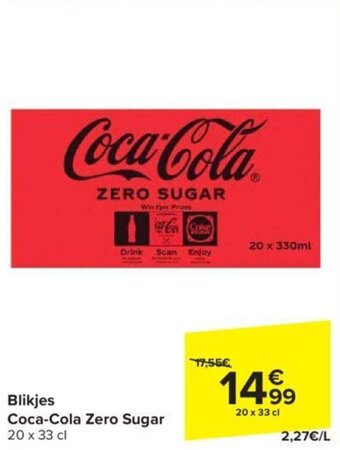 Carrefour Market Blikjes Coca-Cola Zero Sugar 20 x 33 cl aanbieding