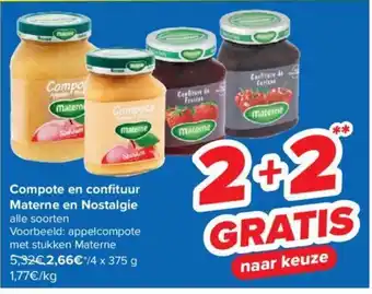 Carrefour Market Compote en confituur Materne en Nostalgie 4 x 375 g aanbieding