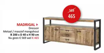 Weba Madrigal Dressoir B200xD40xH90cm aanbieding