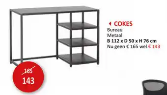 Weba Cokes Bureau Metaal B112xD50xH76cm aanbieding