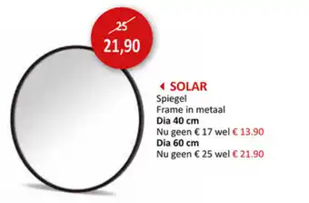 Solar Spiegel Frame in metaal Dia40cm