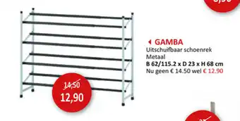 Weba Gamba Uitschuifbaar schoenrek Metaal B62/115.2xD23xH68cm aanbieding