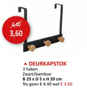 Deurkapstok 3 haken B25xD5xH20cm