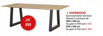 Weba Sherwood Boomstamtafel met bast Metaal / massieve eik 200x100cm aanbieding
